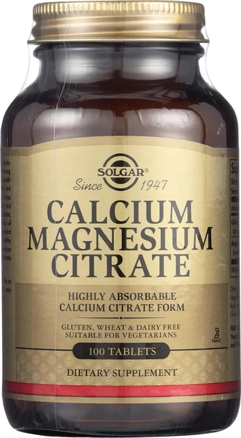 Дієтична добавка Solgar Calcium Magnesium Citrate 100 таблеток (33984005099) - зображення 1