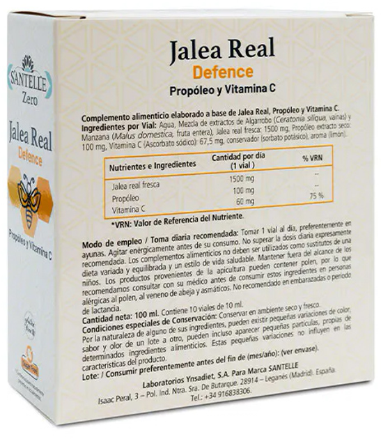 Suplement diety Santelle Zero Jalea Real Defence Con Propóleo y Vitamina C 10x10 ml (8412016373184) - obraz 2