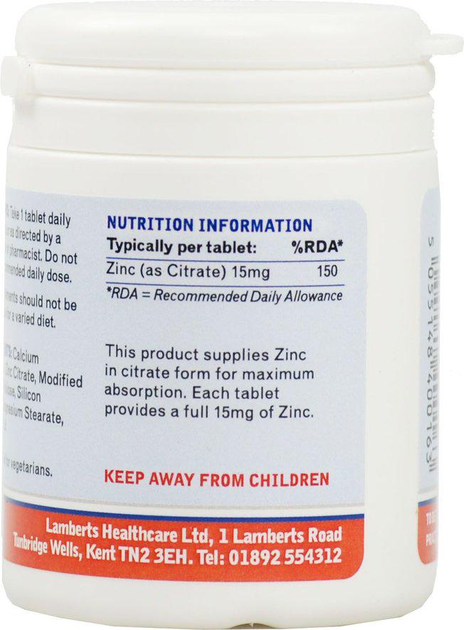 Suplement diety Lamberts Zinc 15 Mg 90 tabletek (5055148400163) - obraz 2