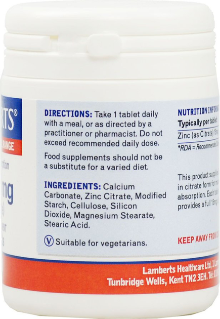 Suplement diety Lamberts Zinc 15 Mg 90 tabletek (5055148400163) - obraz 3