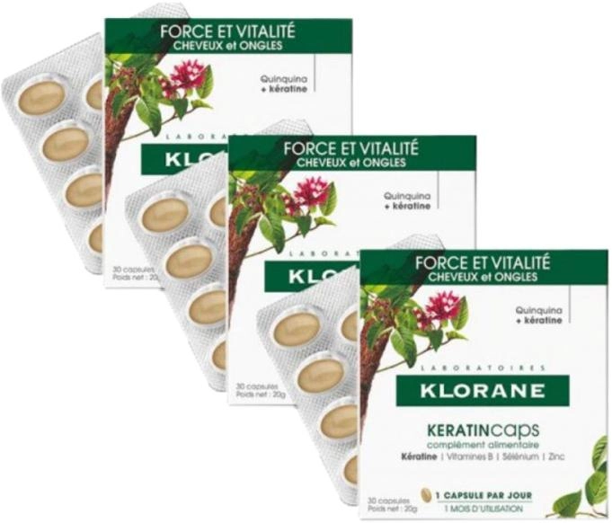 Suplement diety Klorane Keratincaps Anti-Chute de Cheveux kapsułek 3x30 kapsułek (3282779320825) - obraz 1