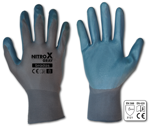 Рукавички захисні NITROX GRAY нітрил, розмір 8, RWNGY8 - Фото 1 Рукавички захисні NITROX GRAY нітрил, розмір 8, RWNGY8 - изображение 1