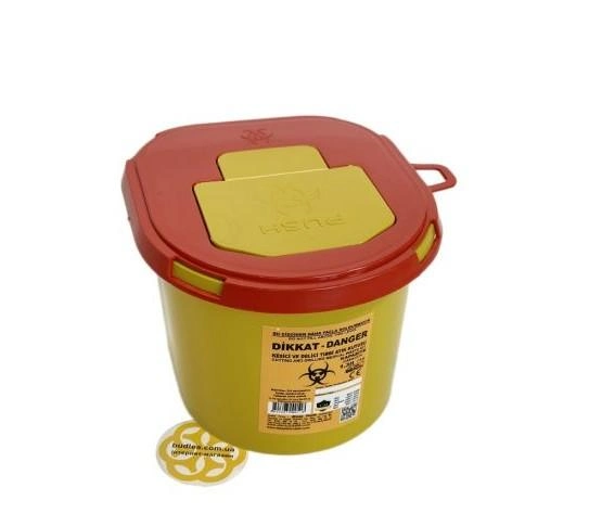 Контейнер для медичних відходів 1,3 л, вторинний пластик, жовтий - зображення 1