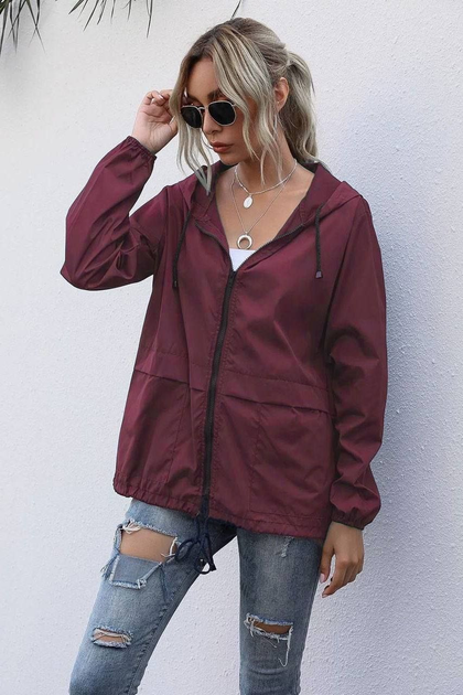 Женская ветровка Fashion на подкладке с капюшоном 42/44 бордовый ...