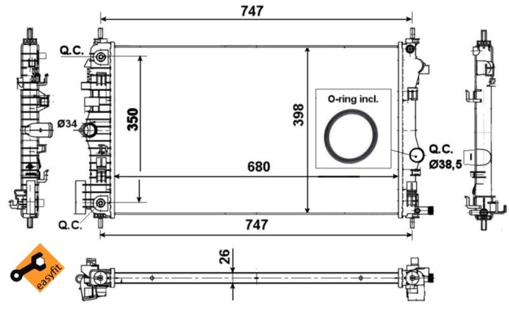 Радіатор, система охолодження двигуна NRF 53777 - зображення 2