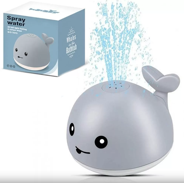 Игрушка для ванной TOPA Кит с подсветкой с фонтаном Spray Water Bath Toy Серый - Фото 7 Игрушка для ванной TOPA Кит с подсветкой с фонтаном Spray Water Bath Toy Серый - изображение 7