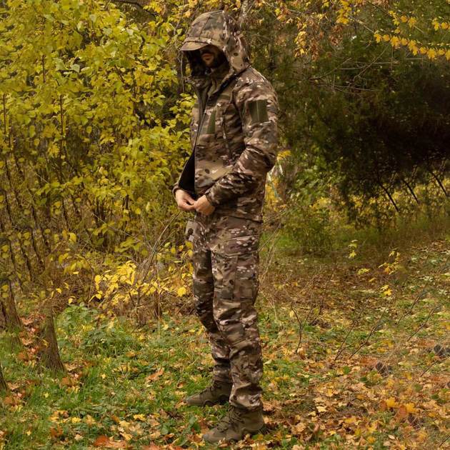Утеплений чоловічий Костюм SoftShell на флісі / Комплект Куртка з капюшоном + Штани мультикам розмір 3XL - зображення 1