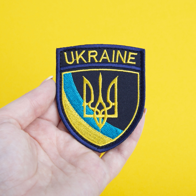 Шеврон нашивка на липучці Тризуб UKRAINE 6,5х8 см - зображення 2