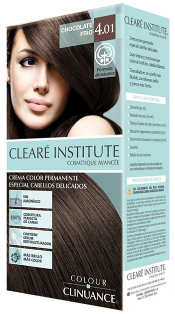 Farba kremowa z utleniaczem Cleare Institute Colour Clinuance 4.01 Cold Chocolate 170 ml (8429449031222) - obraz 1