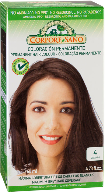 Farba kremowa bez utleniacza do włosów Corpore Sano Permanent Hair Color 4-Chestnut 140 ml Bio (8414002085828) - obraz 1