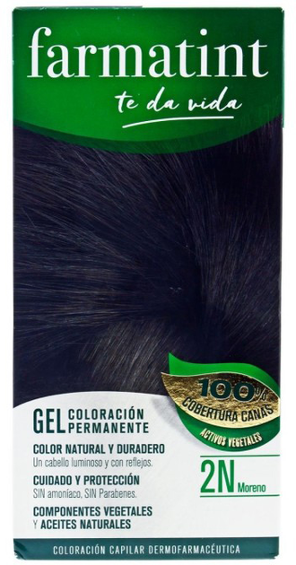 Farba kremowa bez utleniacza do włosów Farmatint Gel Coloración Permanente 2N Moreno 150 ml (8470001791924) - obraz 1