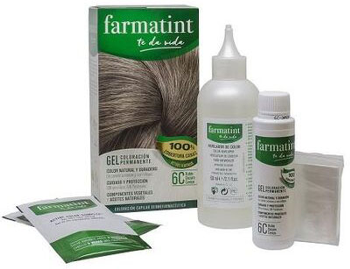 Farba kremowa bez utleniacza do włosów Farmatint Gel Coloración Permanente 6c-rubio Oscuro Ceniza 155 ml (8470001789549) - obraz 2