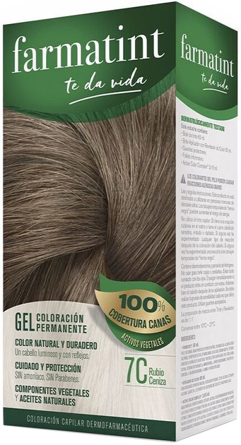 Farba kremowa bez utleniacza do włosów Farmatint Gel Coloración Permanente 7c-rubio Ceniza 155 ml (8470001789471) - obraz 1