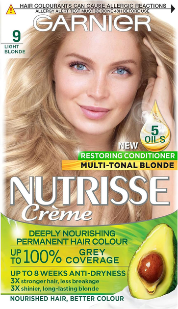 Farba kremowa z utleniaczem Garnier Nutrisse Crème Nourishing Color 9 Very Light Blonde 110 ml (3600541375765) - obraz 1