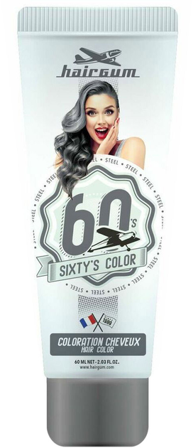 Крем-фарба для волосся без окислювача Hairgum Sixty's Color Hair Color Steel 60 мл (3426354087882) - зображення 1