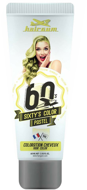 Farba kremowa bez utleniacza do włosów Hairgum Sixty's Color Hair Color Yellow Sunrise 60 ml (3426354087943) - obraz 1