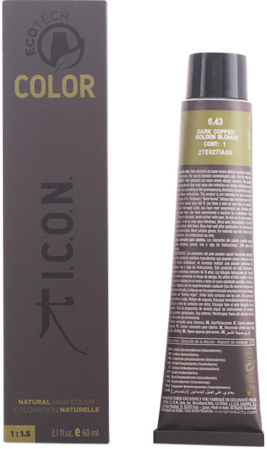 Farba kremowa z utleniaczem Icon Ecotech Color Natural Hair Color 6.43 Dark Copper Golden Blonde 60 ml (8436533672759) - obraz 1