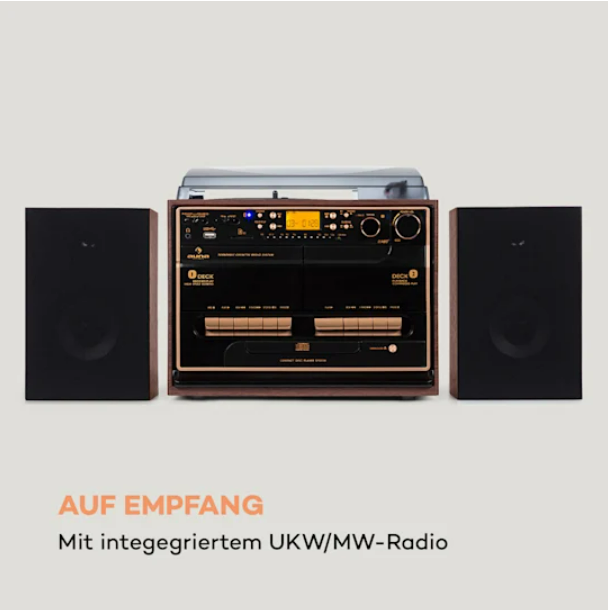 Стерео система Auna 388-BT Wood Stereo Hifi System Turntable без пульта - Фото 2 Стерео система Auna 388-BT Wood Stereo Hifi System Turntable без пульта - зображення 2