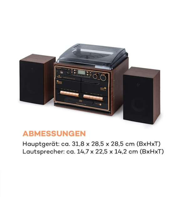 Стерео система Auna 388-BT Wood Stereo Hifi System Turntable без пульта - Фото 3 Стерео система Auna 388-BT Wood Stereo Hifi System Turntable без пульта - зображення 3