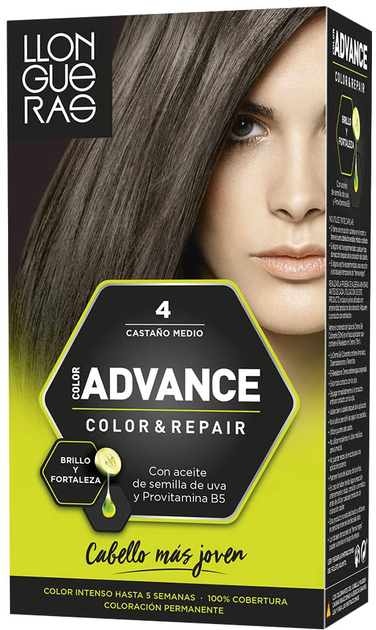 Farba kremowa z utleniaczem do włosów Llongueras Color Advance Hair Colour 4 Medium Brown 152 ml (8410825420044) - obraz 1