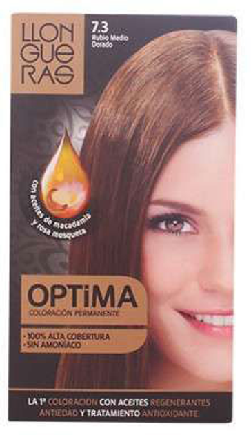 Крем-фарба для волосся з окислювачем Llongueras Optima Permanent Hair Colour Ammonia Free 7.3 Medium Golden Blond 152 мл (8432225052021) - зображення 1