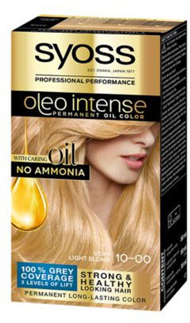 Крем-фарба для волосся з окислювачем Syoss Oleo Intense Permanent Hair Color 10-00 Very Light Blonde 70 мл (8410436389648) - зображення 1