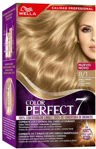 Farba kremowa z utleniaczem Wella Color Perfect 7 100 Cobertura De Canas 8-1-Rubio Ceniza Claro 60 ml (4064666324050) - obraz 1