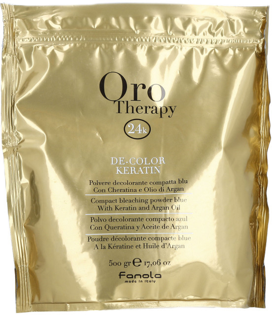 Rozjaśniacz Fanola Oro Therapy De-Color Keratin Compact Bleaching Powder Blue 500 g (8032947861590) - obraz 1