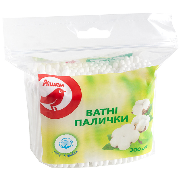 Ватні палички Auchan з застібкою Zip 300 шт. - зображення 2