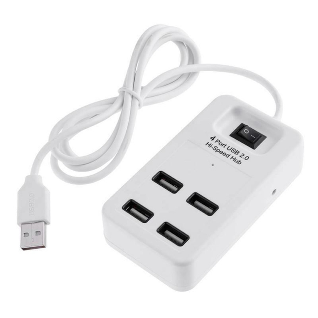 Концентратор USB-хаб RIAS P-1601 4 порта USB 2.0 с выключателем White (3_02362) - изображение 3