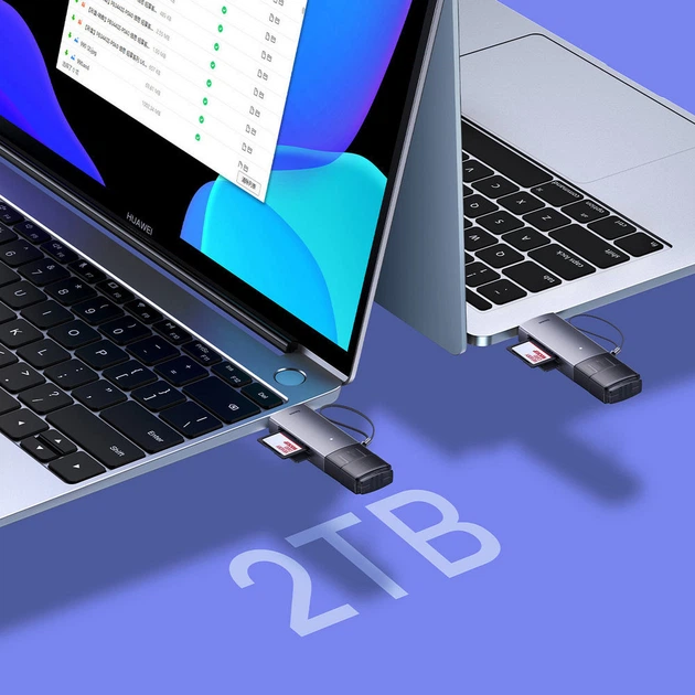 Czytnik kart Baseus Lite Series USB Type-A & Type-C - SD/TF Grey (WKQX060113) - obraz 9