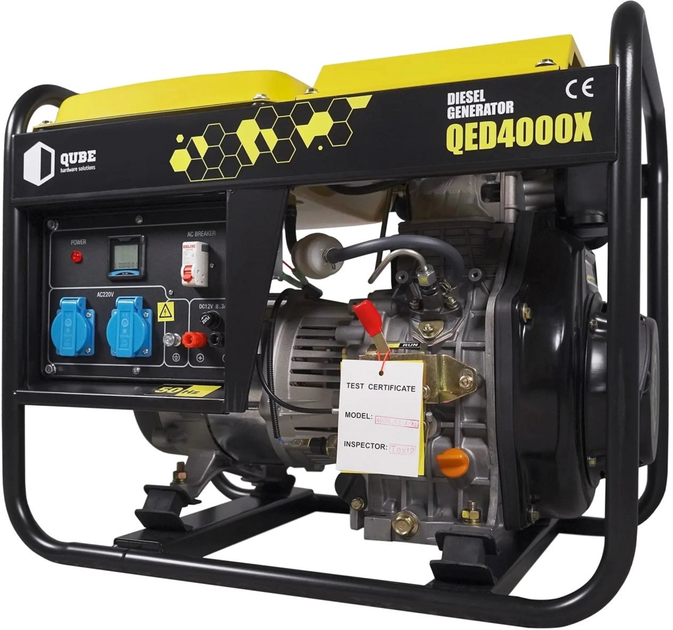 Генератор дизельный QUBE QED4000X 1-phase 2.6/3.0 кВт 12 л ручной старт - изображение 1