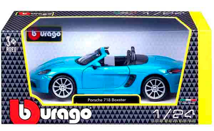 Автомодель Bburago Porsche 718 Boxster (1:24) металева синя (4893993012671) - зображення 4