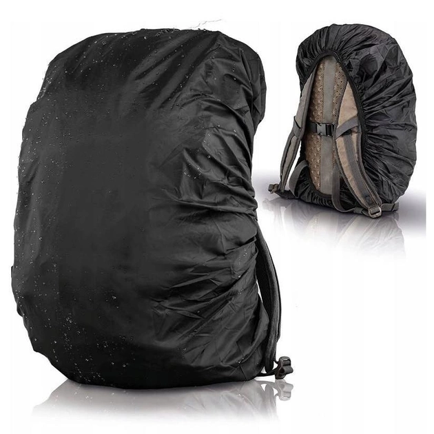 Чохол дощовик для рюкзака 45 л водонепроникний чорний - зображення 2