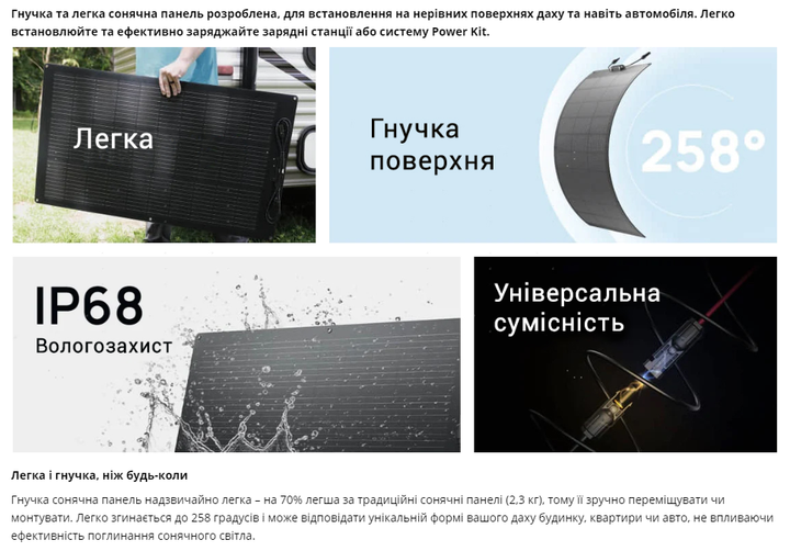 Гибкая солнечная панель EcoFlow 100W Solar Panel - изображение 7