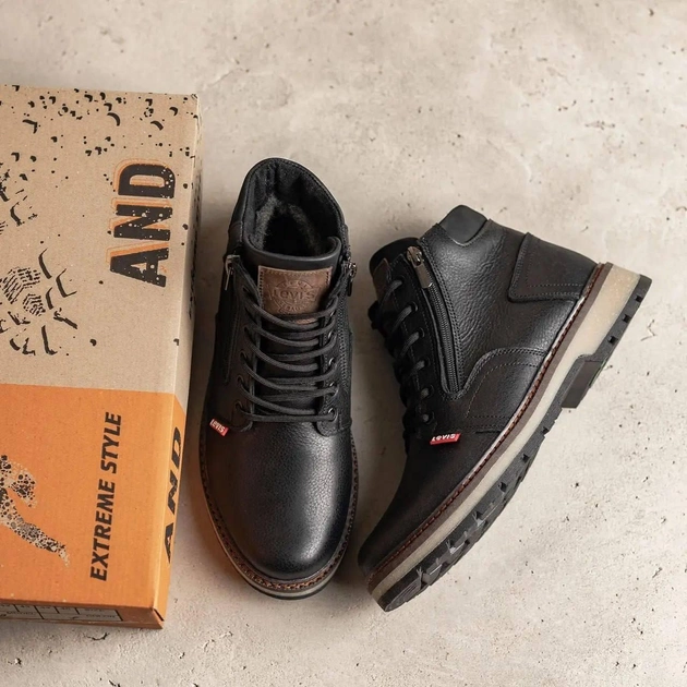 Мужские зимние кожаные ботинки Levis 41 27 см Черные от продавца: ПараПарі– в интернет-магазине ROZETKA