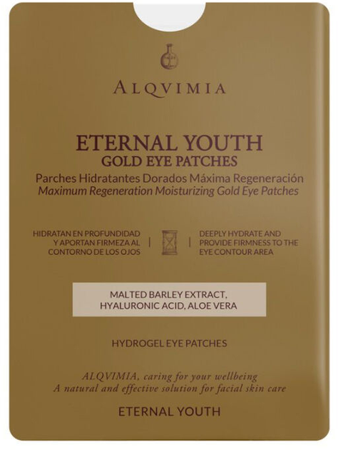 Гідрогелева маска для обличчя Alqvimia Eternal Youth Gold Maximum Regeneration Eye Mask 2 x 4 г (8420471013095) - зображення 1