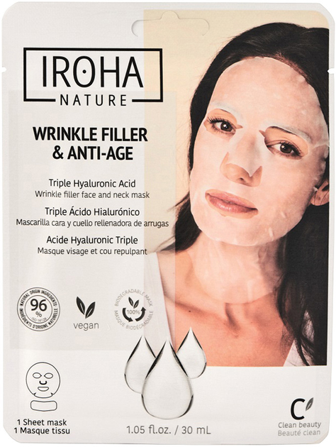 Маска для обличчя з водоростей Iroha Nature Wrinkle Filler y Anti-Age Wrinkle Filler Face y Neck Mask 30 г (8436036435783) - зображення 1