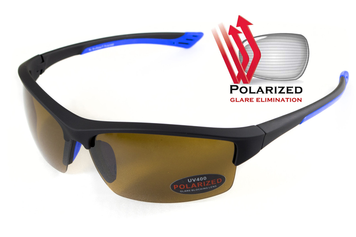 Окуляри поляризаційні BluWater Daytona-1 Polarized (brown) коричневі в чорно-синій оправі - зображення 1