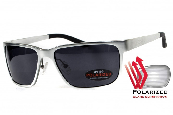 Окуляри поляризаційні BluWater Alumination-2 Silver Polarized (gray) чорні в сріблястій оправі - зображення 1