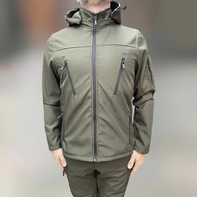 Куртка тактична, Softshell, колір Олива, розмір 3XL, демісезонна флісова куртка для військових Софтшел - зображення 1