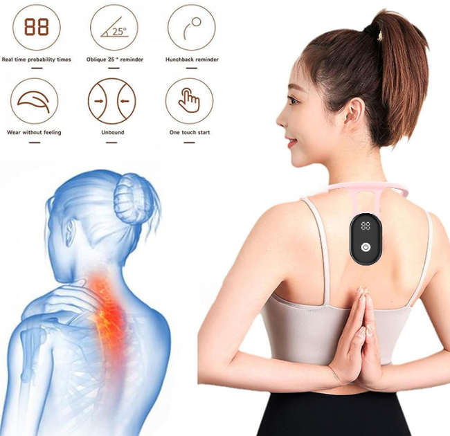 Розумний коректор постави для спини з вібрацією Posture training device USB Рожевий (KG-10223) - зображення 3