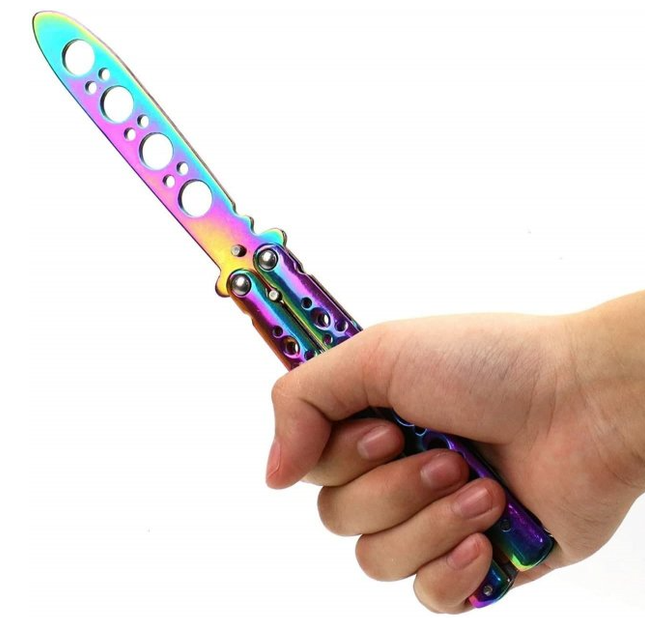 Нож бабочка градиент тренировочный для флиппинга, безопасен для детей (KG-5811) - изображение 1