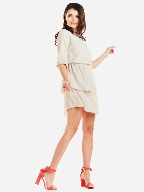 Sukienka trapezowa damska Awama A258 106698 XL Beżowa (5902360535435) - obraz 5