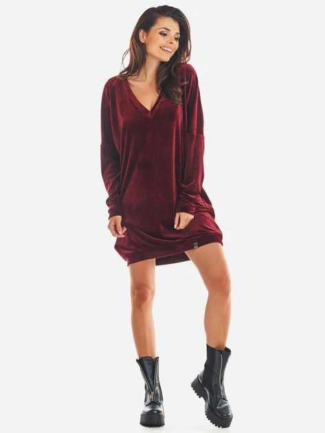 Sukienka tunika damska Awama A378 212906 One Size Bordowa (5902360551459) - obraz 4