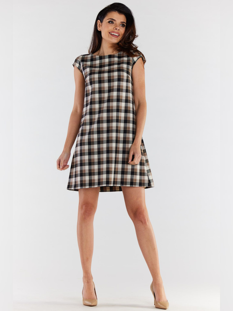 Sukienka trapezowa damska mini Awama A490 1220709 S Brązowa (5902360567917) - obraz 3