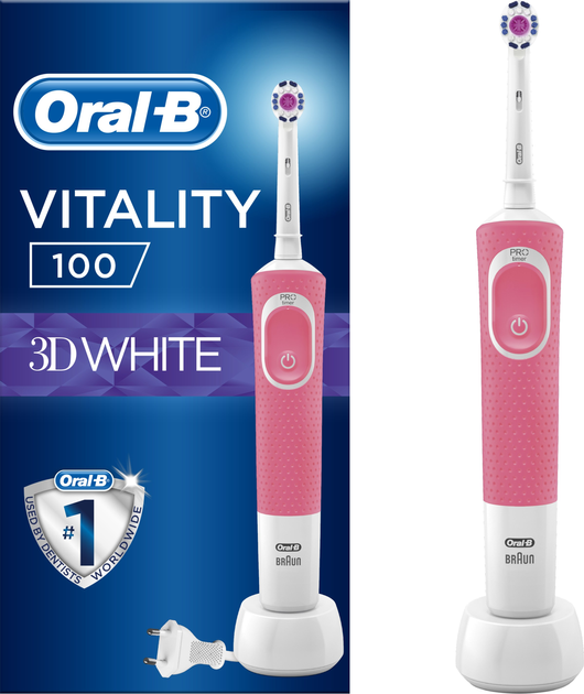 Електрична зубна щітка Oral-B Braun D100 Vitality Pink 3D White (4210201234173) - зображення 1