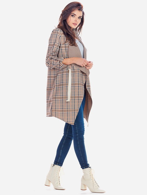 Płaszcz damski w kratę Awama A366 212863 L/XL Brązowy (5902360550476) - obraz 5