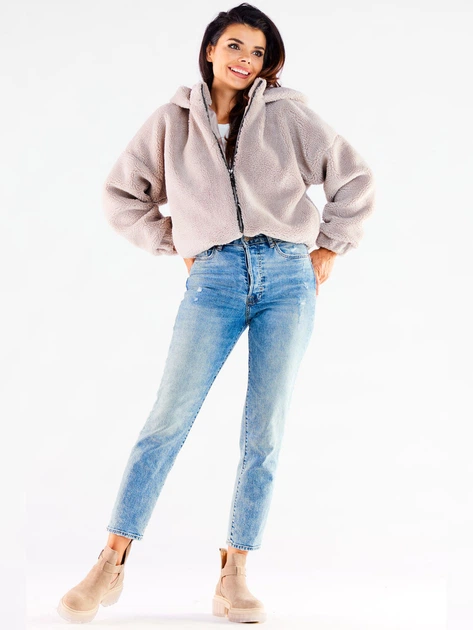 Куртка демісезонна коротка з капюшоном жіноча Awama A533 1220759 S/M Бежева (5902360565739) - зображення 3