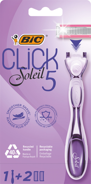 Станок для гоління жіночий BIC Miss Soleil Click 5 з 2 змінними картриджами (3086123680227) - зображення 1